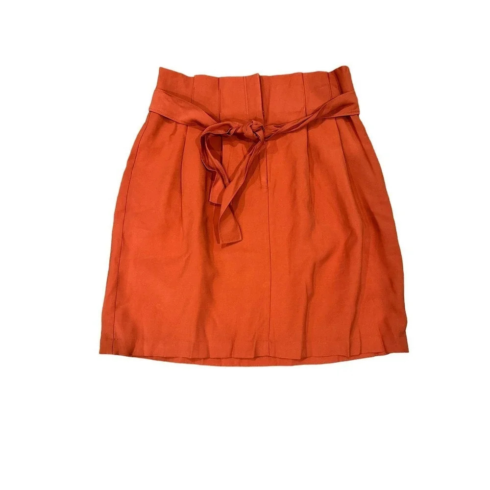 Ann Taylor Loft Tie Waist Pocket Utility Skirt in Coral Flare - Picture 2 of 5